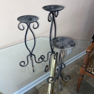 Elegant Black Metal Candle Holders